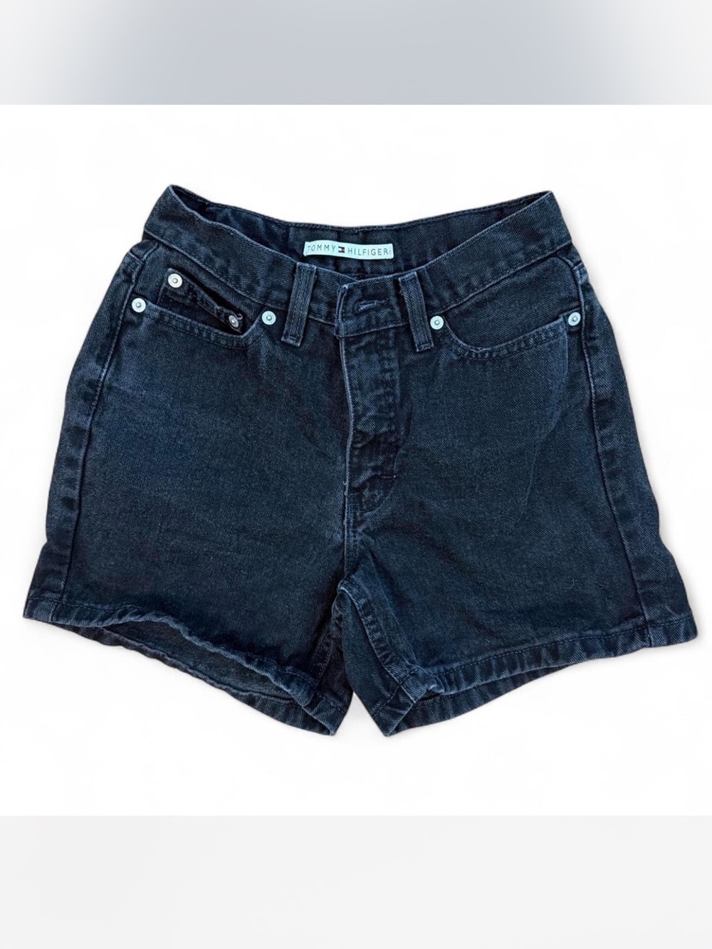 Tommy Hilfiger Vintage Black Denim Shorts 24